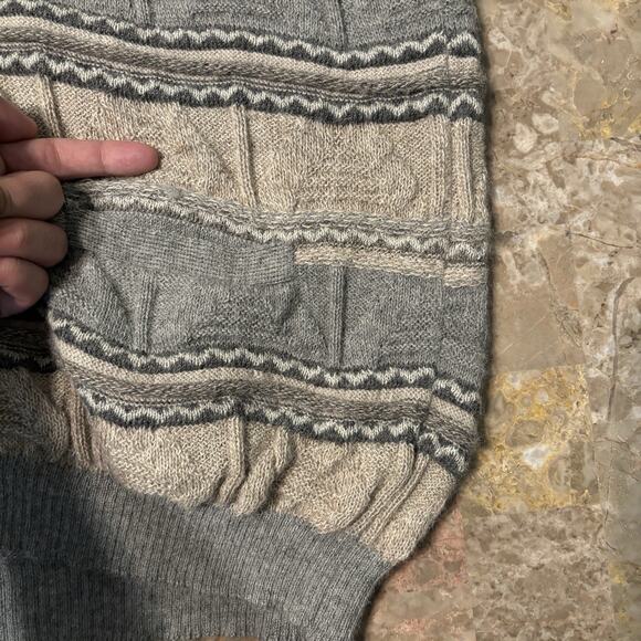 Alpaca 111 Cardigan Mens XL Brown 3D Knit 100% Alpaca Wool Sweater Cable - Picture 6 of 13